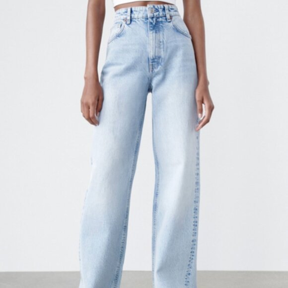 ZARA High Waist Wide-Leg Jeans – Size 34 – Ref 6045/224/400 🩵 - Picture 2 of 12